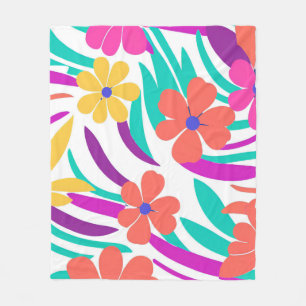 Cobertor De Velo Y2K - Primavera de flor selvagem vibrante, com cor