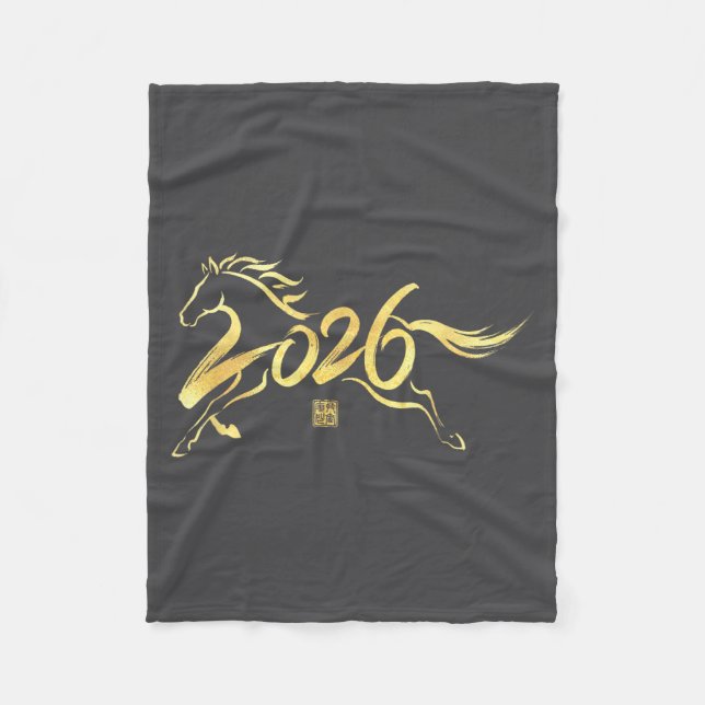 Cobertor De Velo Year Of The Horse 2026 Calligraphy Chinese New Yea (Frente)
