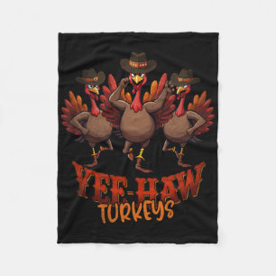Cobertor De Velo Yee-haw Turkeys Dançando cowboy dança Ação de Graç