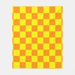 Cobertor De Velo Yellow and Orange Checkered Square Pattern Throw P