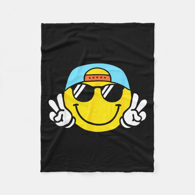 Cobertor De Velo Yellow Smile Face Cute Checkered Peace Smiling Hap (Frente)