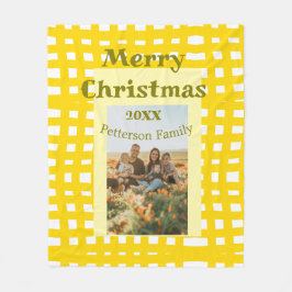 Cobertor De Velo Yellow white plaid retro Christmas holiday family 