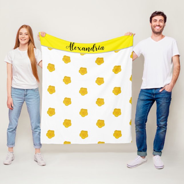 Cobertor De Velo Yellow Wildflower customizable  Photo Fleece blank (In Situ)