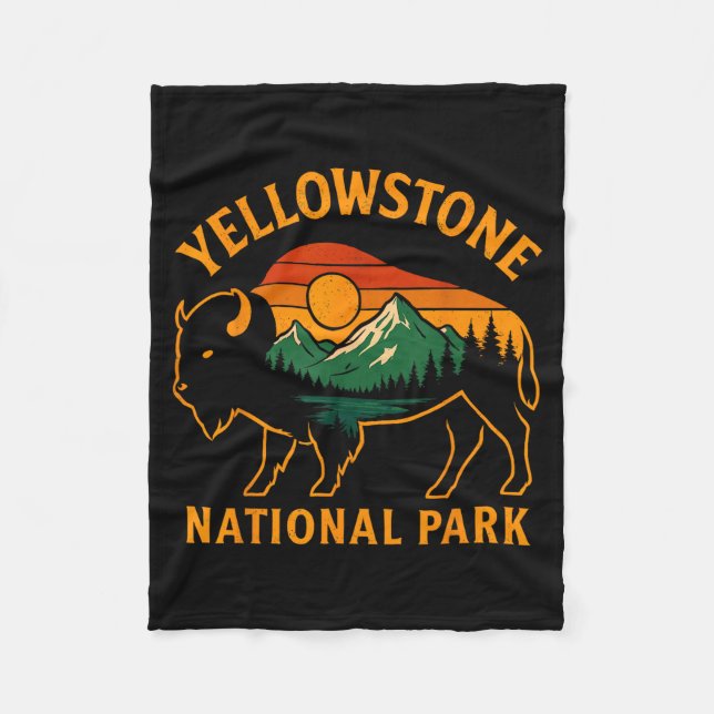 Cobertor De Velo Yellowstone National Park Wyoming Buffalo Bison Su (Frente)
