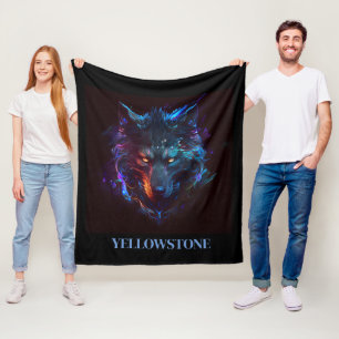 Cobertor De Velo Yellowstone Wolf Fleece Blanket