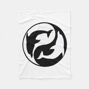 Cobertor De Velo Yin Yang Dolphins Fleece Blanket