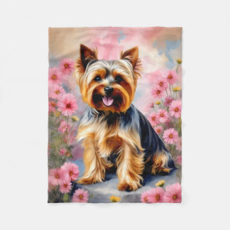 Cobertor De Velo Yorkie Dog Flower