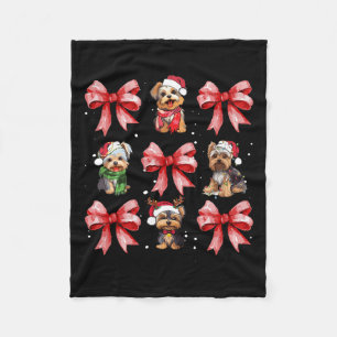 Cobertor De Velo Yorkie Dogs Arco Coquette Coquette Animal de Natal