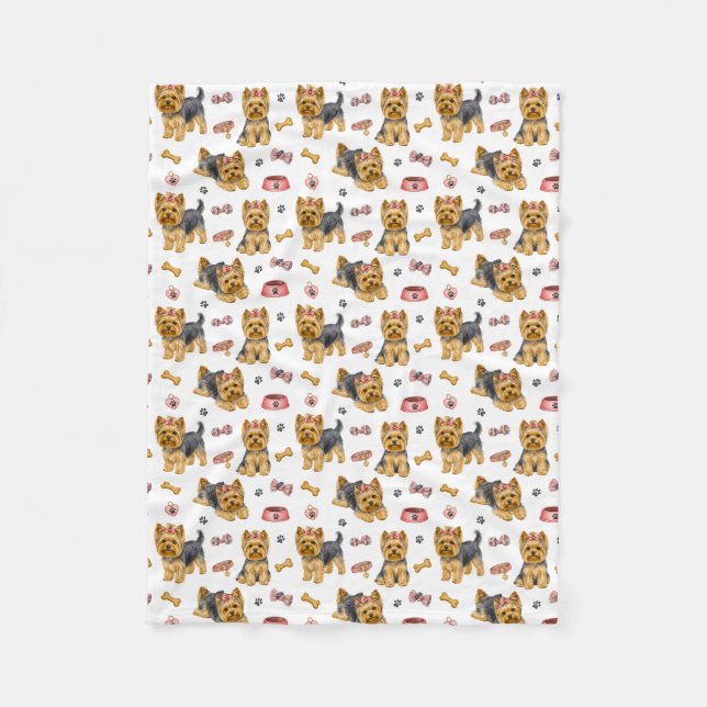Cobertor De Velo Yorkies fofos (Frente)