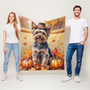 Cobertor De Velo Yorkshire Terrier Autumn deixa a arte de ação de g
