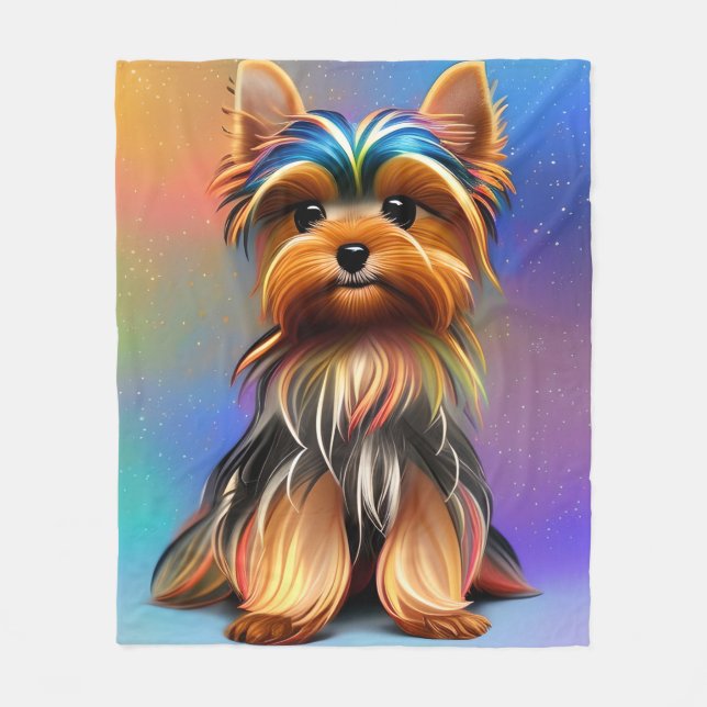 Cobertor De Velo Yorkshire Terrier com Pastéis Soft (Frente)