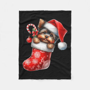 Cobertor De Velo Yorkshire Terrier em Sock Natal Santa Hat Xmas
