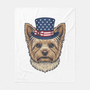 Cobertor De Velo Yorkshire Terrier Patriótico Vintage