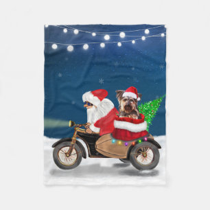 Cobertor De Velo Yorkshire Terrier's Ride Santa Claus em Motociclet