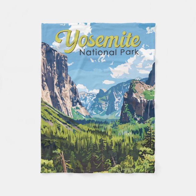 Cobertor De Velo Yosemite National Park Illustration Viagem Art (Frente)