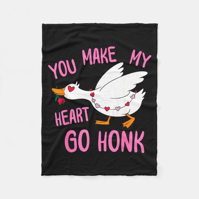 Cobertor De Velo You Make My Heart Go Honk Funny Goose Valentine Sa (Frente)