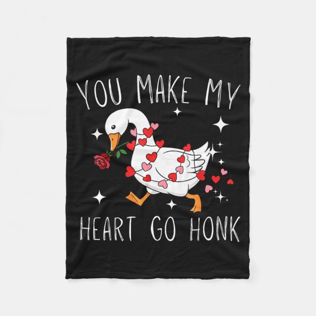Cobertor De Velo You Make My Heart Go Honk Valentine Goose  (Frente)