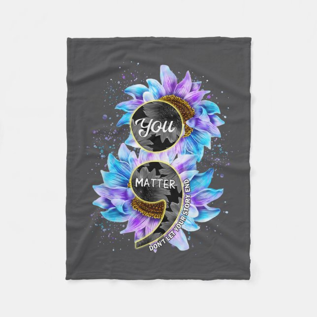 Cobertor De Velo You Suicide Prevention Awareness Semicolon Sunflow (Frente)