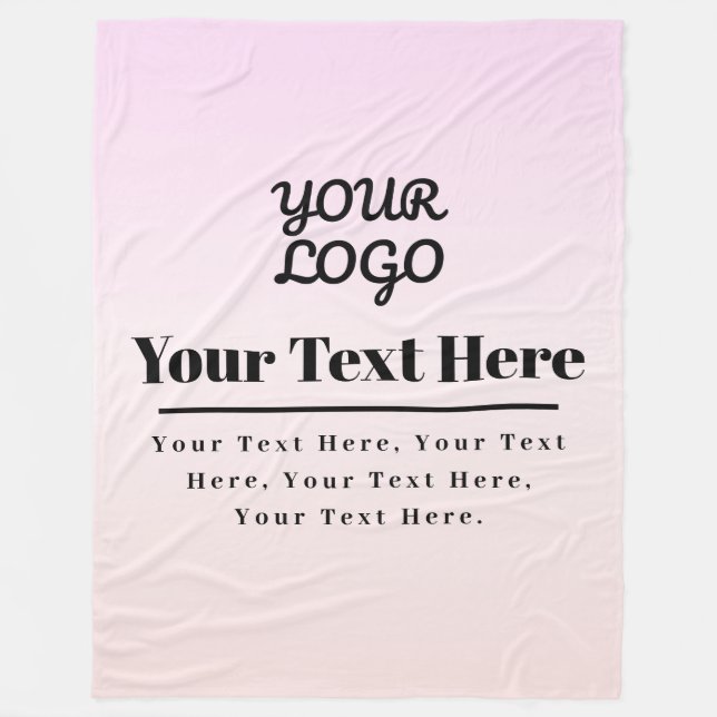 Cobertor De Velo Your Logo & Text | Pink & Peach Ombre (Frente)