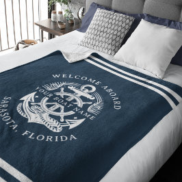 Cobertor De Velo Your Name of Boat Ancient Anchor