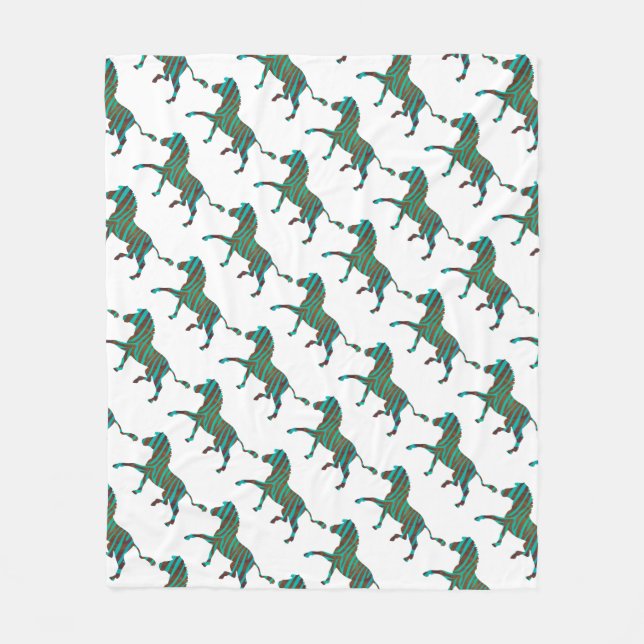 Cobertor De Velo Zebra Brown e Teal Impressão Silhouette (Frente)