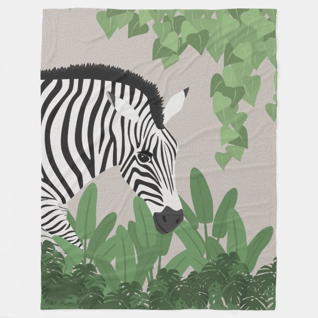 Cobertor De Velo Zebra entre Folhas (Frente)