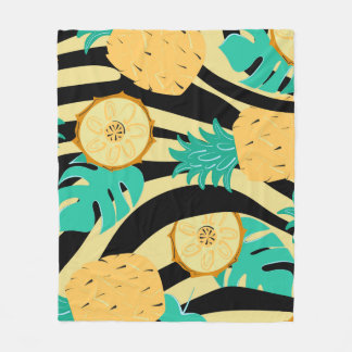 Cobertor De Velo Zebra, monstera, abacaxi: padrão de verão.