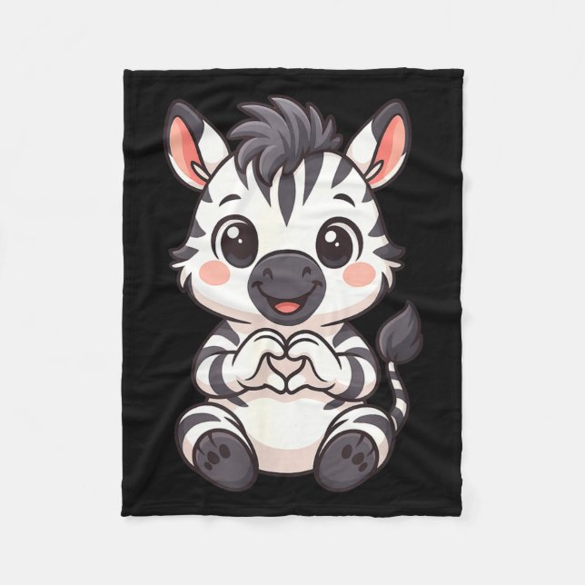 Cobertor De Velo Zebra with heart women girls kids heart cute zebra (Frente)