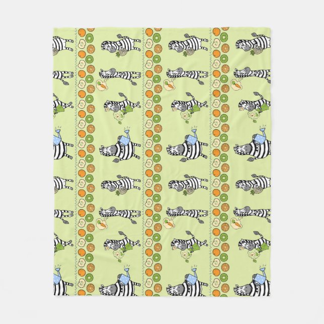 Cobertor De Velo Zebras e Frutas sem costura (Frente)