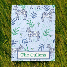 Zebras & Martinis Azul Personalizados Préppy 