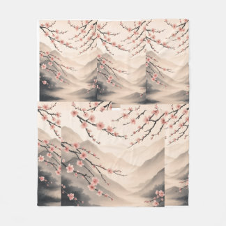 Cobertor De Velo Zen Blossom Serenity: Ink Wash Harmony Description