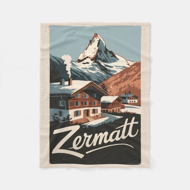 Cobertor De Velo Zermatt Suiça Art Vintage (Frente)