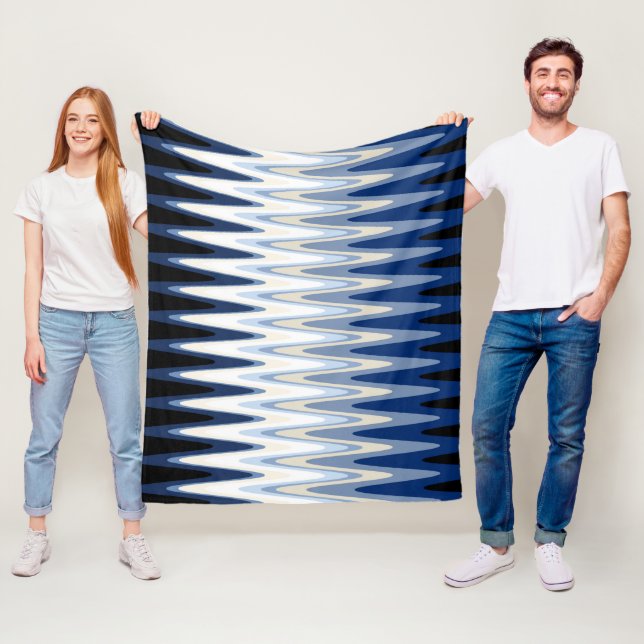 Cobertor De Velo Zig Zag Blue Black White Cinza Beige Padrão (In Situ)