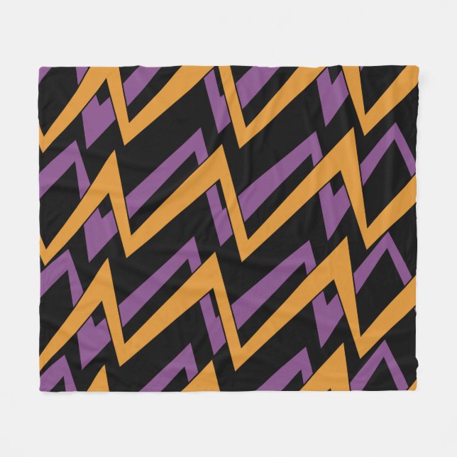 Cobertor De Velo Zig Zags de Halloween Laranja Roxo (Frente (Horizontal))