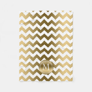 Cobertor De Velo Ziguezague Dourado e branco Chevron