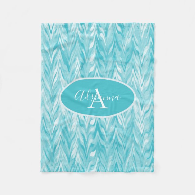 Cobertor De Velo Zigzag Azul E Branco (Frente)