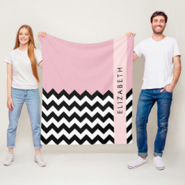 Cobertor De Velo Zigzag preto-e-branco, Chevron, rosa, seu nome