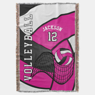 Cobertor 🏐 de vôlei em rosa-quente, branco e preto