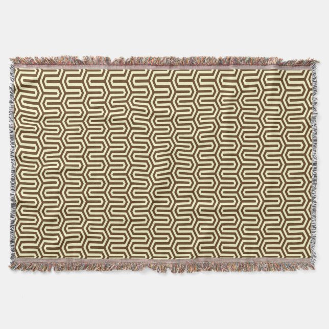 Cobertor Deco egípcio motif - chocolate e creme (Frente)
