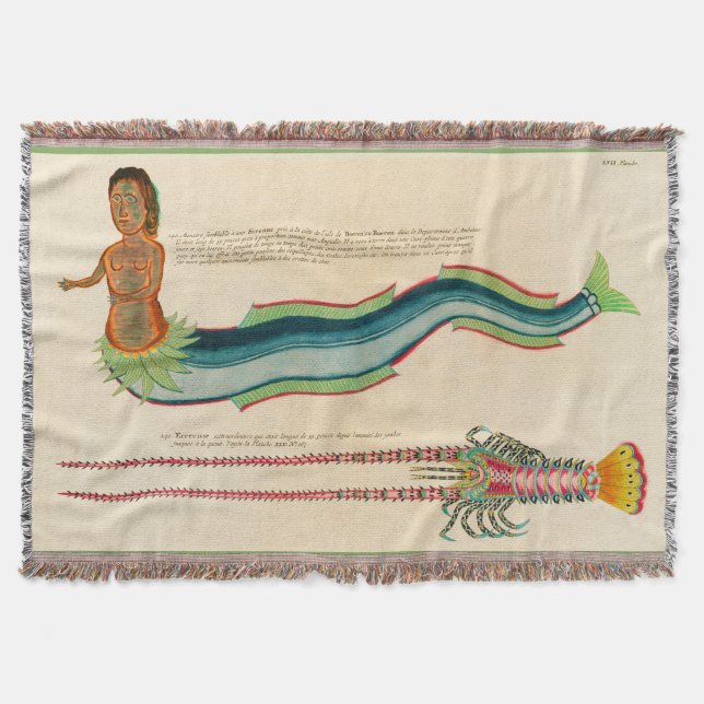 Cobertor Decoração costeira do Marinho de lagosta de Sereia (Frente)