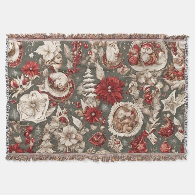 Cobertor decoração de natal, flores (Frente)