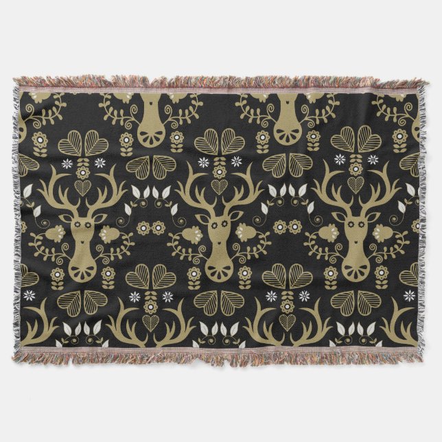 Cobertor Deer de Arte Folclórica Moderna (Frente)