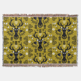 Cobertor Deer de Arte Folclórica Moderna