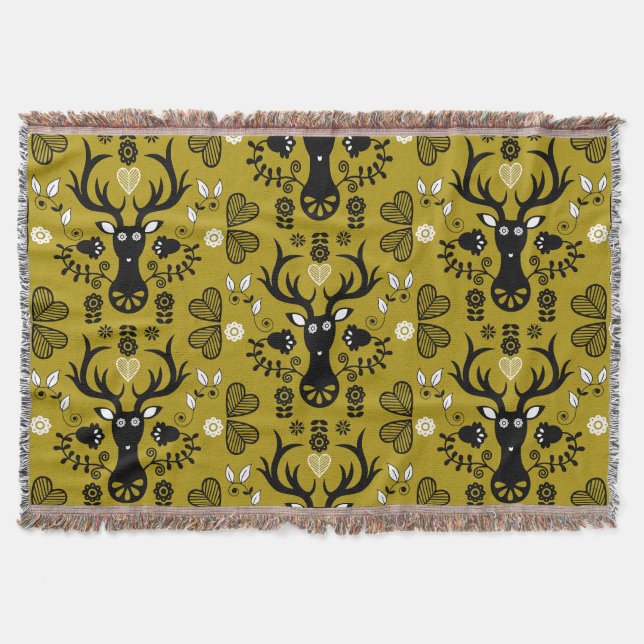 Cobertor Deer de Arte Folclórica Moderna (Frente)