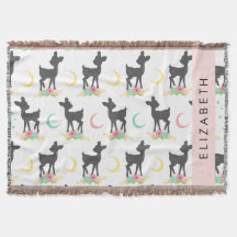 Deer Pattern, Baby Deer, Boho, Flores, Seu Nome
