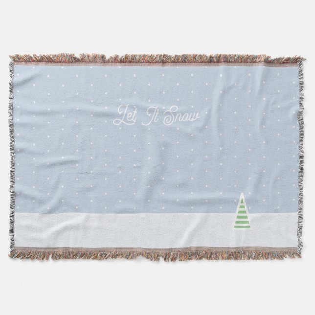 Cobertor Deixem-na nevar Bolinhas azuis de gelo de árvore d (Frente)