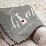 Cobertor Delaware Home State Personalized Rustic<br><div class="desc">Show some home state pride with this cute rustic grey throw blanket featuring "home" in white calligraphy script lettering with a silhouette map of the state of Delaware standing in for the letter "O." A red heart illustration inside the state map completes the design; you can change the position of...</div>