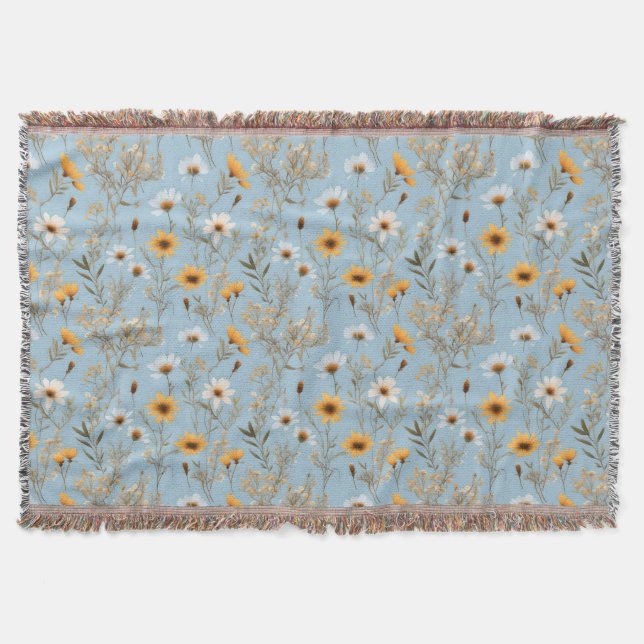 Cobertor Delicar Flores Selvagens Australianas A Azul, (Frente)