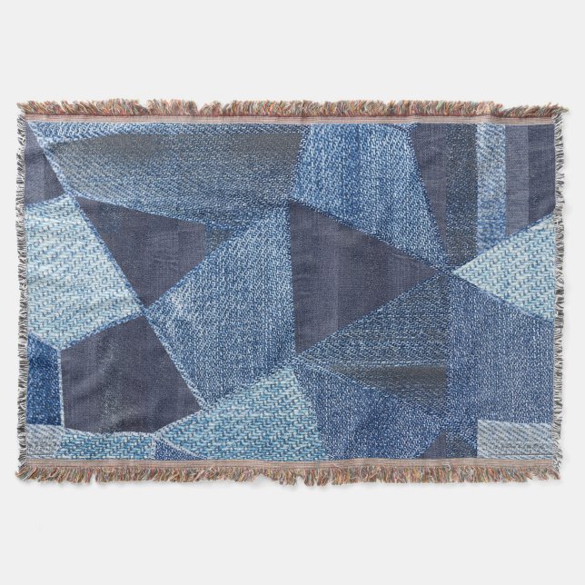 Cobertor Denim Urban: Patchwork Disparada. (Frente)