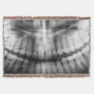 Cobertor Dentes de Raio X Sorriso de Boca Preto e Branco